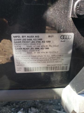 Photo 10 from auction – 2021 AUDI Q5 with VIN WA1AAAFYXM2111843