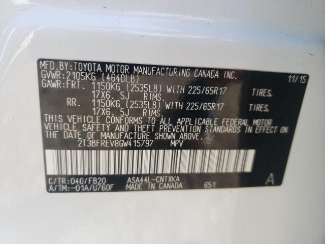 Photo 10 from auction – 2016 TOYOTA RAV4 LE with VIN 2T3BFREV8GW415797