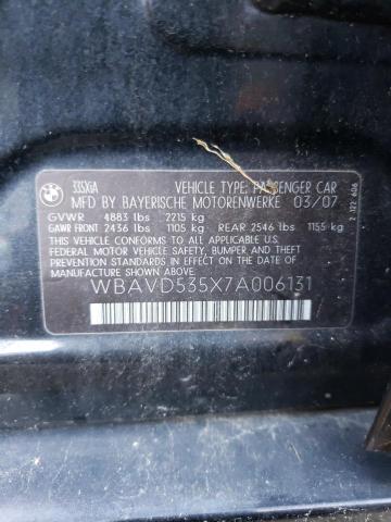 Photo 10 from auction – 2007 BMW 335 XI with VIN WBAVD535X7A006131