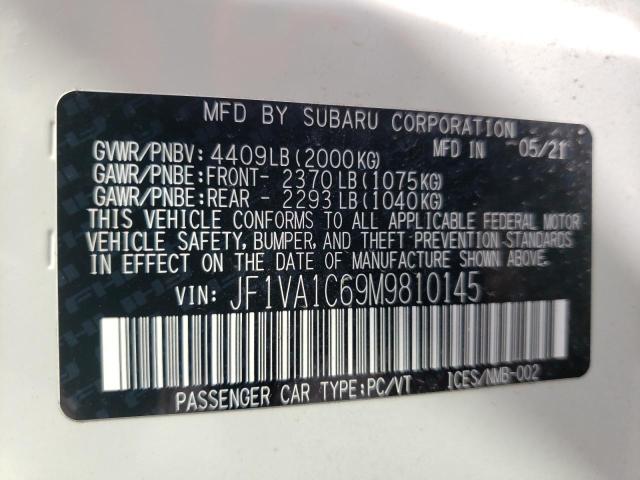 Photo 10 from auction – 2021 SUBARU WRX PREMIU with VIN JF1VA1C69M9810145