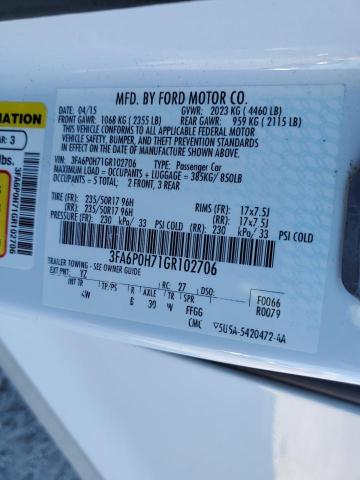 Photo 10 from auction – 2016 FORD FUSION SE with VIN 3FA6P0H71GR102706