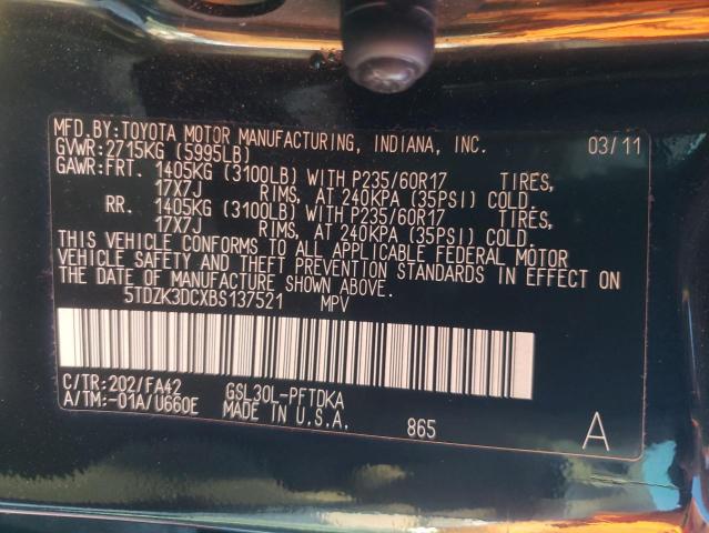 Photo 10 from auction – 2011 TOYOTA SIENNA with VIN 5TDZK3DCXBS137521