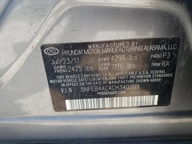 Photo 10 from auction – 2012 HYUNDAI SONATA GLS with VIN 5NPEB4AC4CH340209