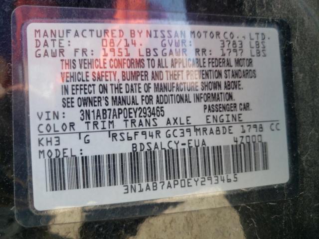 Photo 10 from auction – 2014 NISSAN SENTRA S with VIN 3N1AB7AP0EY293465