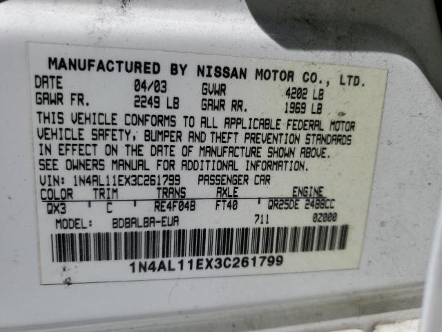 Photo 10 from auction – 2003 NISSAN ALTIMA BAS with VIN 1N4AL11EX3C261799
