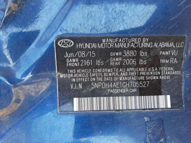 Photo 10 from auction – 2016 HYUNDAI ELANTRA SE with VIN 5NPDH4AE8GH720820