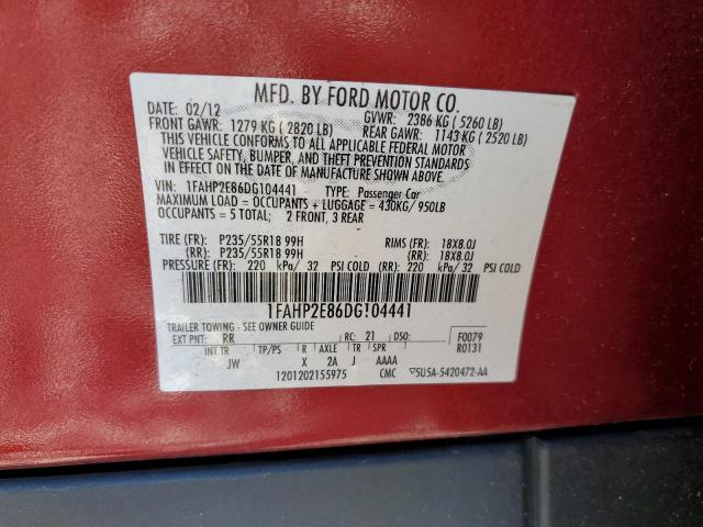 Photo 10 from auction – 2013 FORD TAURUS SEL with VIN 1FAHP2E86DG104441
