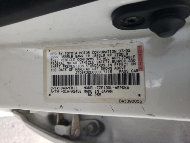 Foto 10 de la subasta – 2003 TOYOTA COROLLA CE con VIN JTDBR32E630017415