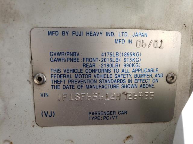 Photo 10 from auction – 2002 SUBARU FORESTER S with VIN JF1SF65612H726435