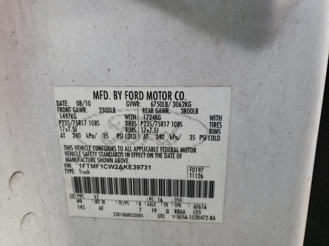 Photo 10 from auction – 2010 FORD F150 with VIN 1FTMF1CW2AKE39731
