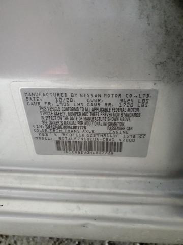 Photo 10 from auction – 2021 NISSAN VERSA SV with VIN 3N1CN8EV0ML807728