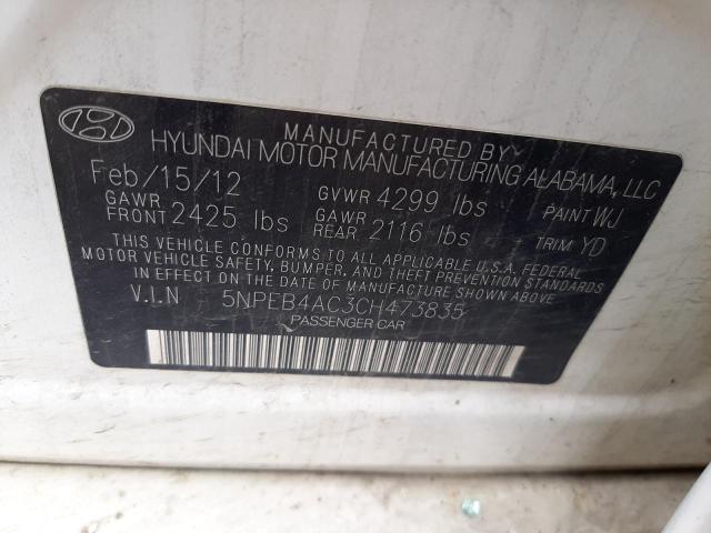 Photo 10 from auction – 2012 HYUNDAI SONATA with VIN 5NPEB4AC3CH473835