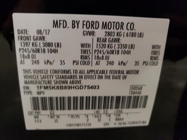 Photo 10 from auction – 2017 FORD EXPLORER with VIN 1FM5K8B89HGD75403