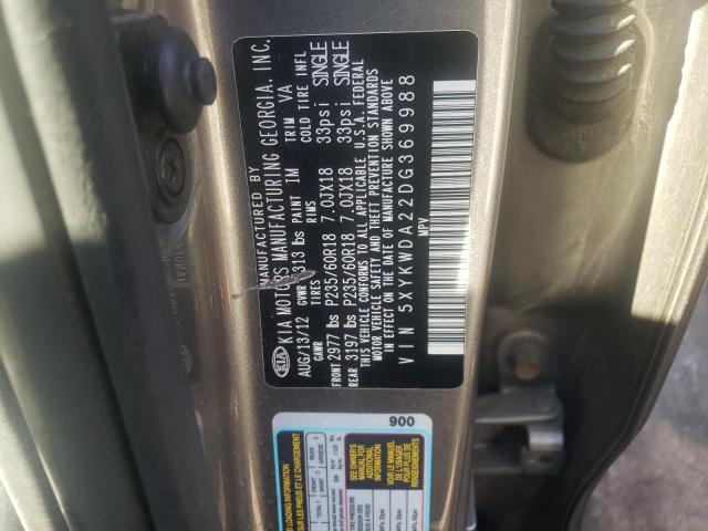 Photo 10 from auction – 2013 KIA SORENTO SX with VIN 5XYKWDA22DG369988