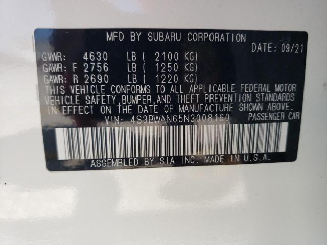 Photo 10 from auction – 2022 SUBARU LEGACY LIM with VIN 4S3BWAN65N3008160
