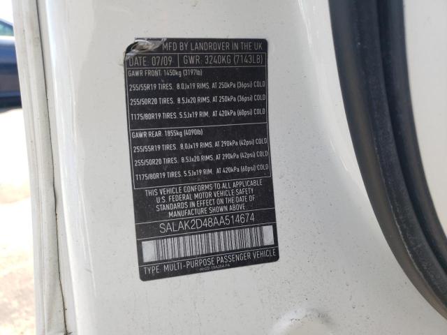 Photo 10 from auction – 2010 LAND ROVER LR4 HSE LU with VIN SALAK2D48AA514674