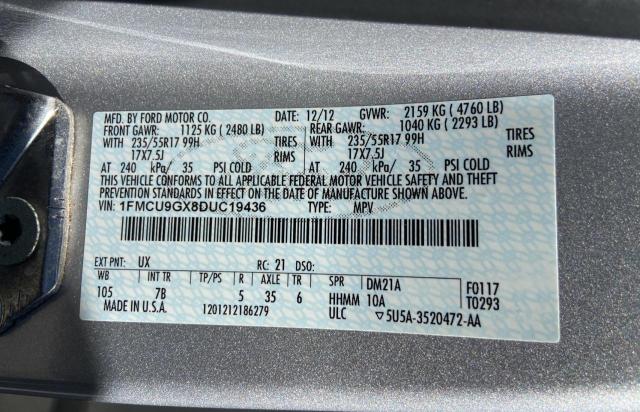 Photo 10 from auction – 2013 FORD ESCAPE SE with VIN 1FMCU9GX8DUC19436