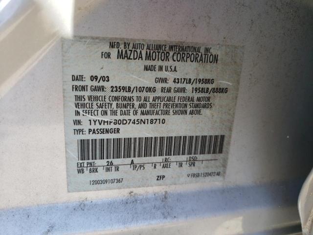 Foto 10 de la subasta – 2004 MAZDA 6 S con VIN 1YVHP80D745N18710