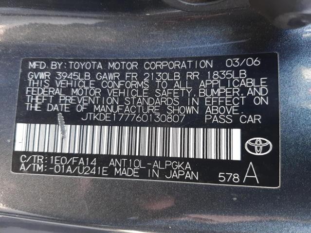 Photo 10 from auction – 2006 TOYOTA SCION TC with VIN JTKDE177760130807