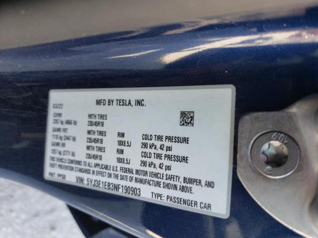 Photo 10 from auction – 2022 TESLA MODEL 3 with VIN 5YJ3E1EB3NF190903