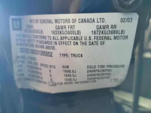 Foto 10 de la subasta – 2003 GMC NEW SIERRA con VIN 2GTEC19X031285052