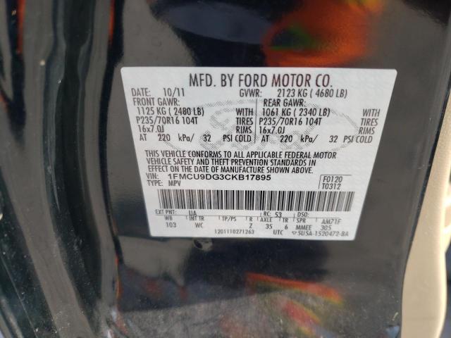 Photo 10 from auction – 2012 FORD ESCAPE XLT with VIN 1FMCU9DG3CKB17895