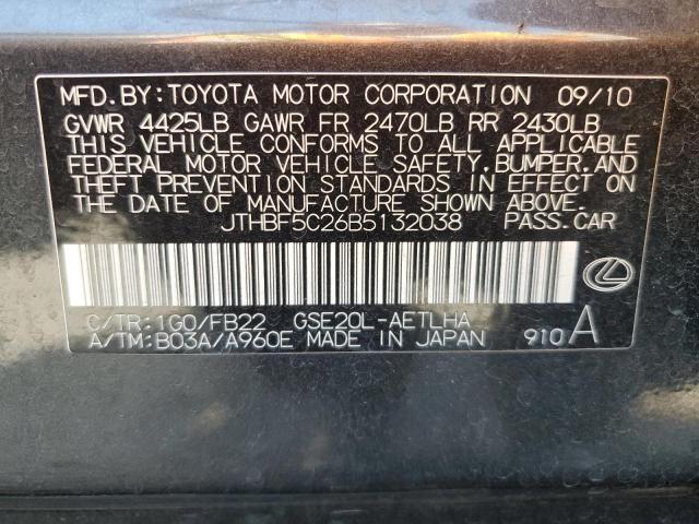 Photo 10 from auction – 2011 LEXUS IS 250 with VIN JTHBF5C26B5132038