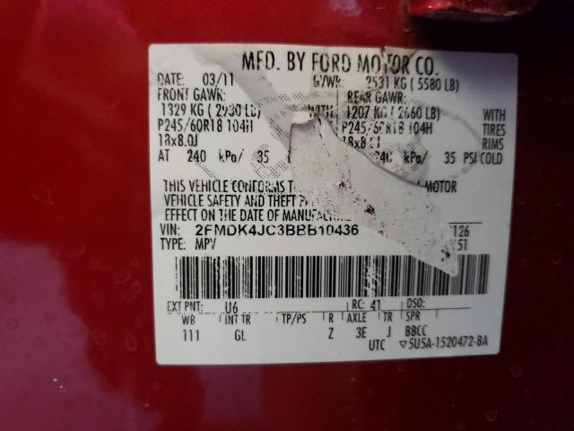 Photo 10 from auction – 2011 FORD EDGE SEL with VIN 2FMDK4JC3BBB10436