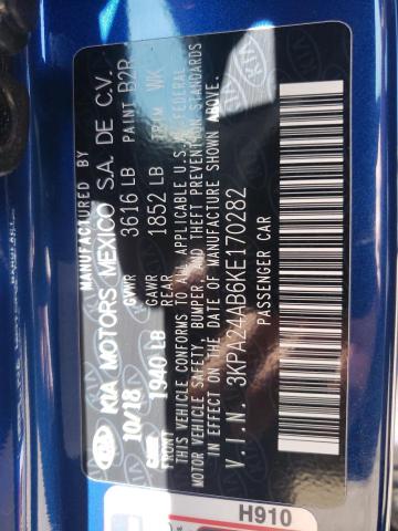 Photo 10 from auction – 2019 KIA RIO S with VIN 3KPA24AB6KE170282