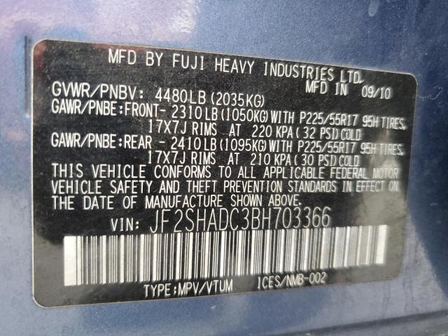 Photo 10 from auction – 2011 SUBARU FORESTER 2 with VIN JF2SHADC3BH703366