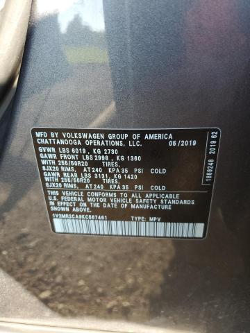 Photo 10 from auction – 2019 VOLKSWAGEN ATLAS SEL with VIN 1V2MR2CA9KC567461