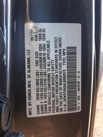 Photo 10 from auction – 2020 HONDA PILOT EX with VIN 5FNYF6H34LB068973