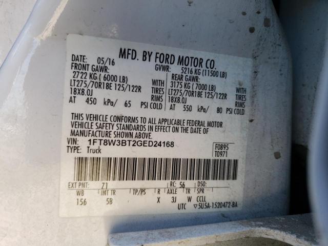 Photo 10 from auction – 2016 FORD F350 SUPER with VIN 1FT8W3BT2GED24168