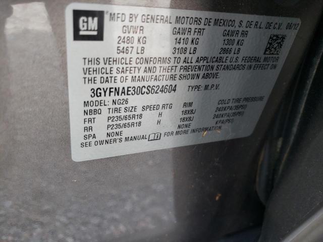 Photo 10 from auction – 2012 CADILLAC SRX LUXURY with VIN 3GYFNAE30CS624604