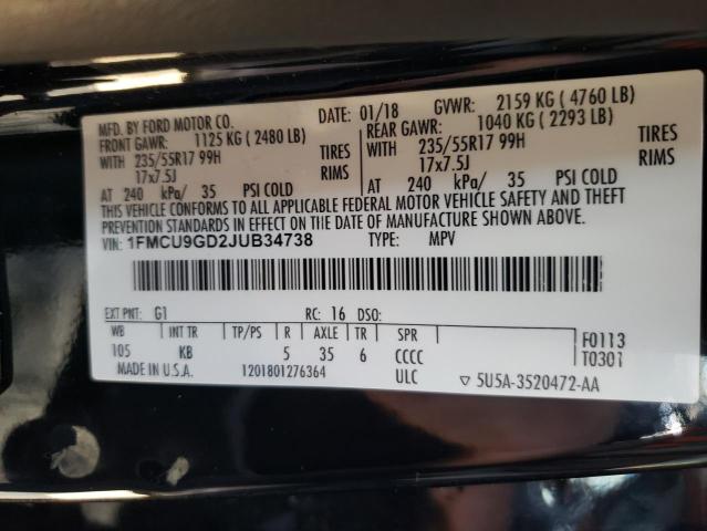 Photo 10 from auction – 2018 FORD ESCAPE SE with VIN 1FMCU9GD2JUB34738