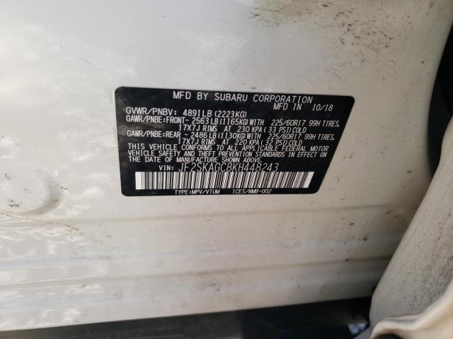 Photo 10 from auction – 2019 SUBARU FORESTER P with VIN JF2SKAGC8KH448243