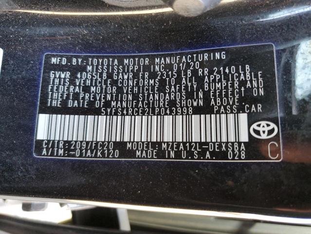 Photo 10 from auction – 2020 TOYOTA COROLLA SE with VIN 5YFS4RCE2LP043998