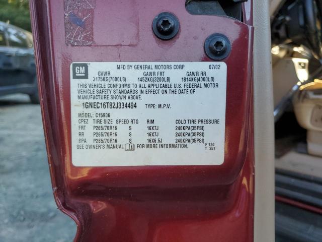 Photo 10 from auction – 2002 CHEVROLET SUBURBAN C with VIN 1GNEC16T82J334494