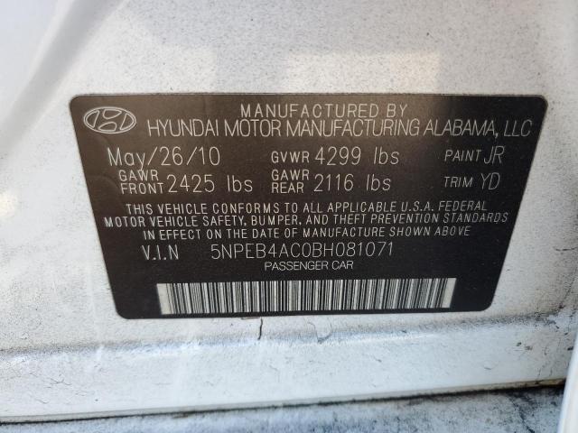 Photo 10 from auction – 2011 HYUNDAI SONATA GLS with VIN 5NPEB4AC0BH081071