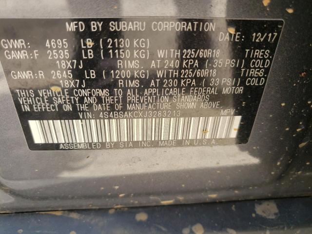 Photo 10 from auction – 2018 SUBARU OUTBACK 2. with VIN 4S4BSAKCXJ3283213