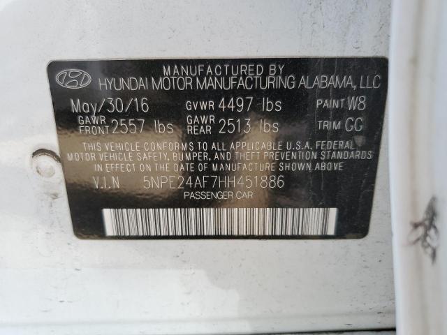 Photo 10 from auction – 2017 HYUNDAI SONATA SE with VIN 5NPE24AF7HH451886