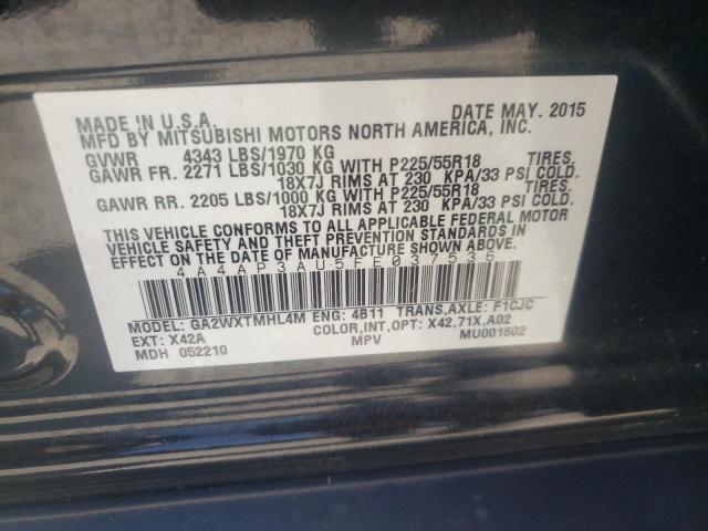 Photo 10 from auction – 2015 MITSUBISHI OUTLANDER with VIN 4A4AP3AU5FE037536