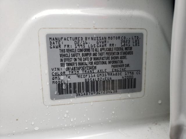 Photo 10 from auction – 2016 NISSAN SENTRA S with VIN 3N1AB7AP3GY234638