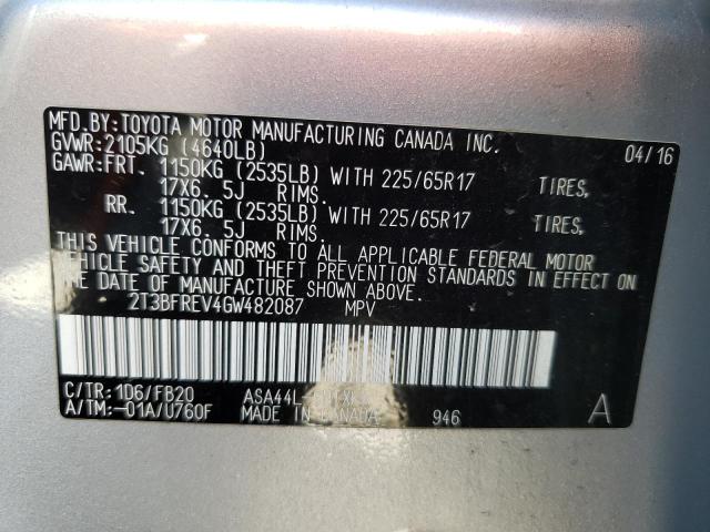 Photo 10 from auction – 2016 TOYOTA RAV4 LE with VIN 2T3BFREV4GW482087
