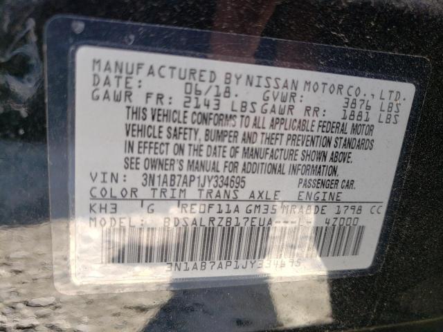 Photo 10 from auction – 2018 NISSAN SENTRA with VIN 3N1AB7AP1JY334695