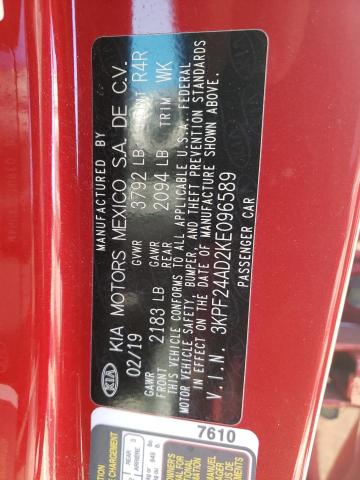 Photo 10 from auction – 2019 KIA FORTE FE with VIN 3KPF24AD2KE096589