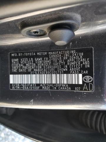 Photo 10 from auction – 2009 TOYOTA COROLLA MA with VIN 2T1LE40E89C005791