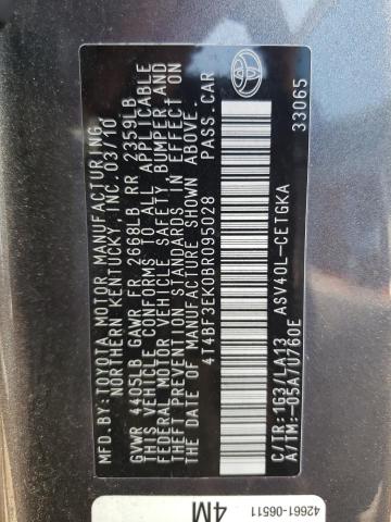 Photo 10 from auction – 2011 TOYOTA CAMRY BASE with VIN 4T4BF3EK0BR095028