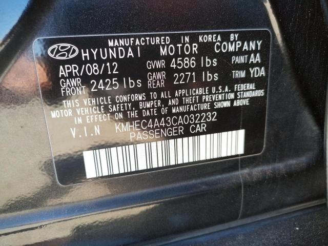 Photo 10 from auction – 2012 HYUNDAI SONATA HYB with VIN KMHEC4A43CA032232