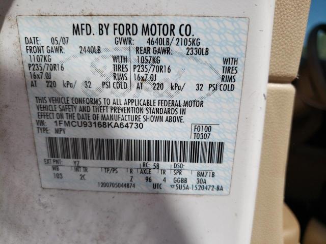 Photo 10 from auction – 2008 FORD ESCAPE XLT with VIN 1FMCU93168KA64730